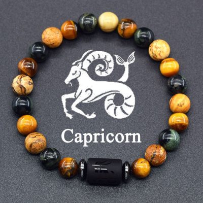 Taurus Zodiac Bracelet handmade Citrine & Tiger’s Eye Natural Stone Jewelry