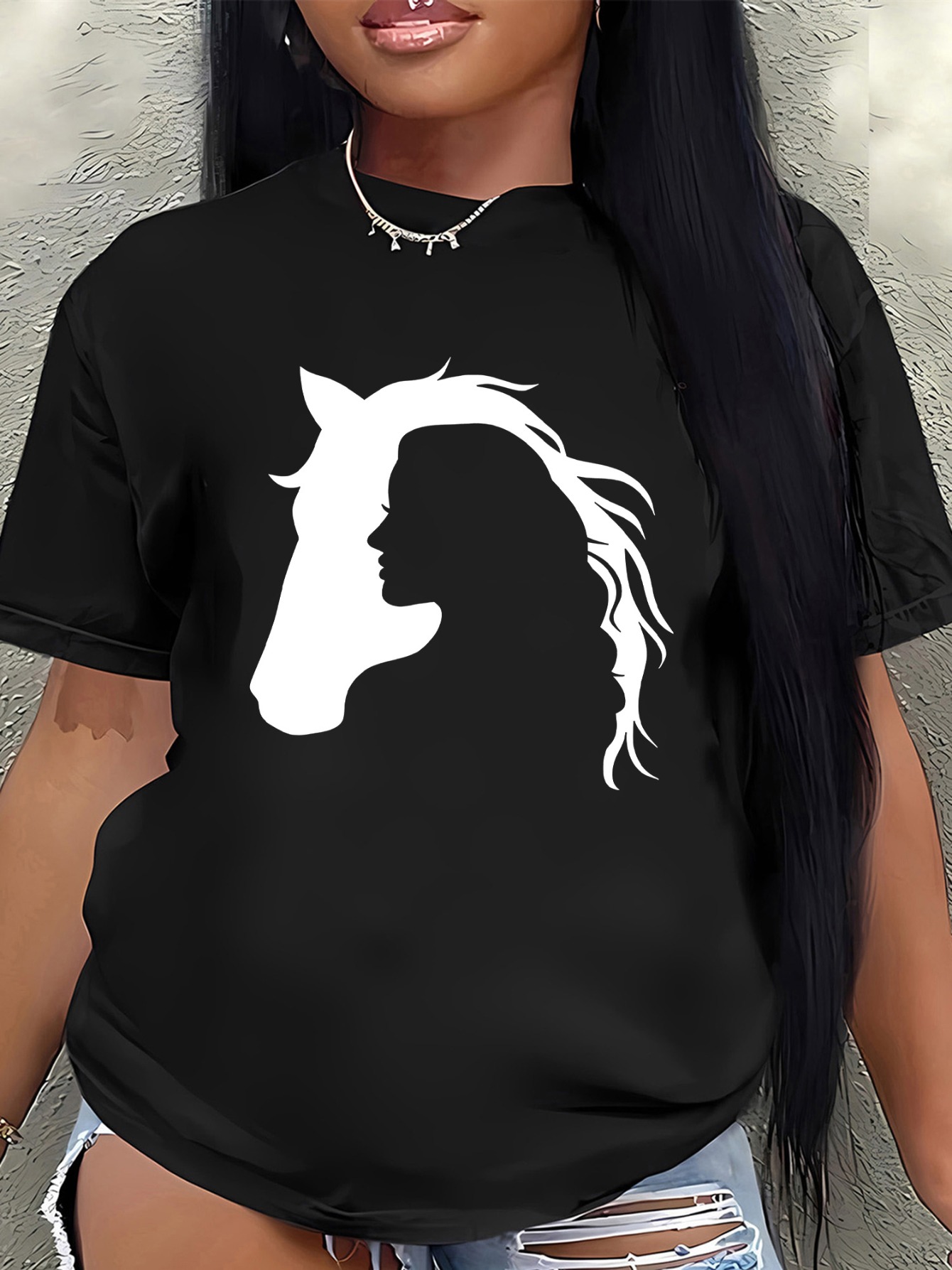 Horse Head Design Graphic T-shirts For Women Horse Head Design Graphic T-shirts For Women