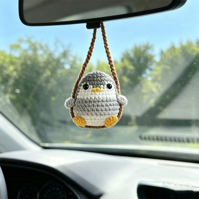 Crochet Penguin Car Hanging Handmade Mini Knitting Ornament
