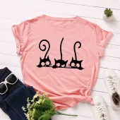 Balck Cat graphic T-Shirt For Women
