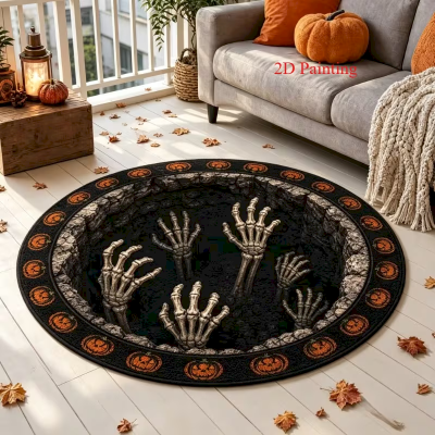 Round Rug Purple Kitten Dragon Illusion Fantasy Floor Mat for Living Room & Bedroom