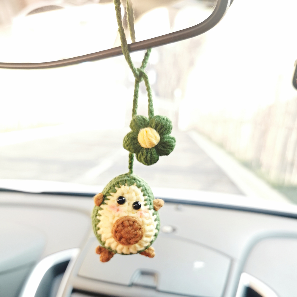 Crochet Kawaii Avocado Flower Car Hanging Handmade Mini Knitting Ornament Crochet Kawaii Avocado Flower Car Hanging Handmade Mini Knitting Ornament