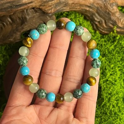 Natural Stone Anxiety Relief Bracelet for Women & Men, Calming Prayer Bead Bracelet, Mindfulness & Grounding Jewelry, Good Luck Gift
