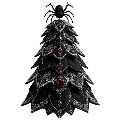 Vintage Black Cat Halloween Quilted Fabric Tree