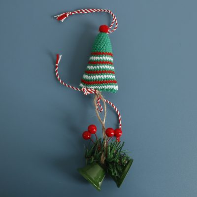 Blue Christmas Bell Crochet Ornament – Handmade Knitted Hanging Decor for Christmas Tree, Backpack & Gift