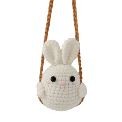 Crochet Bunny Car Hanging – Handmade Mini Knitting Ornament Gift for Halloween and Christmas
