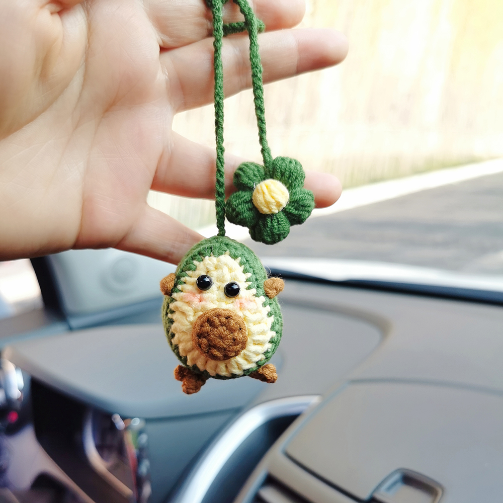 Crochet Kawaii Avocado Flower Car Hanging Handmade Mini Knitting Ornament Crochet Kawaii Avocado Flower Car Hanging Handmade Mini Knitting Ornament
