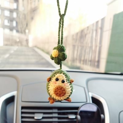 Crochet Kawaii Avocado Flower Car Hanging Handmade Mini Knitting Ornament Crochet Kawaii Avocado Flower Car Hanging Handmade Mini Knitting Ornament