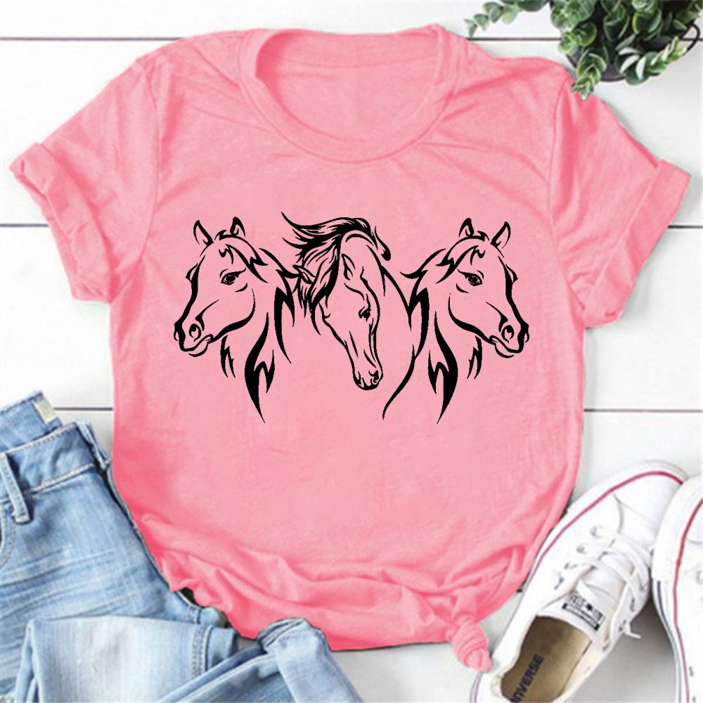 Cute Horse Head Print T-shirts For Women Cute Horse Head Print T-shirts For Women