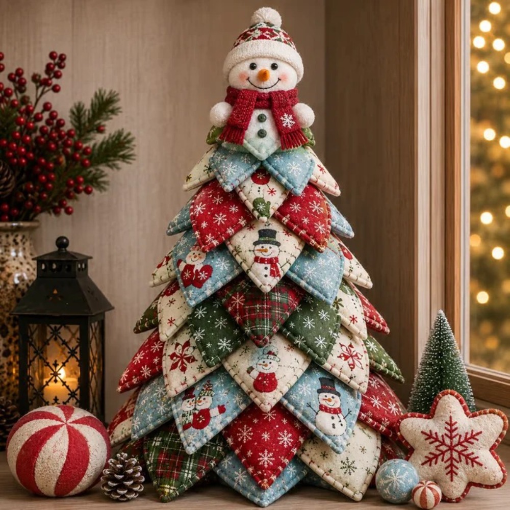 Christmas Quilted Fabric Tree New Snowman Decoration DIY For Christmas Christmas Quilted Fabric Tree New Snowman Decoration DIY For Christmas