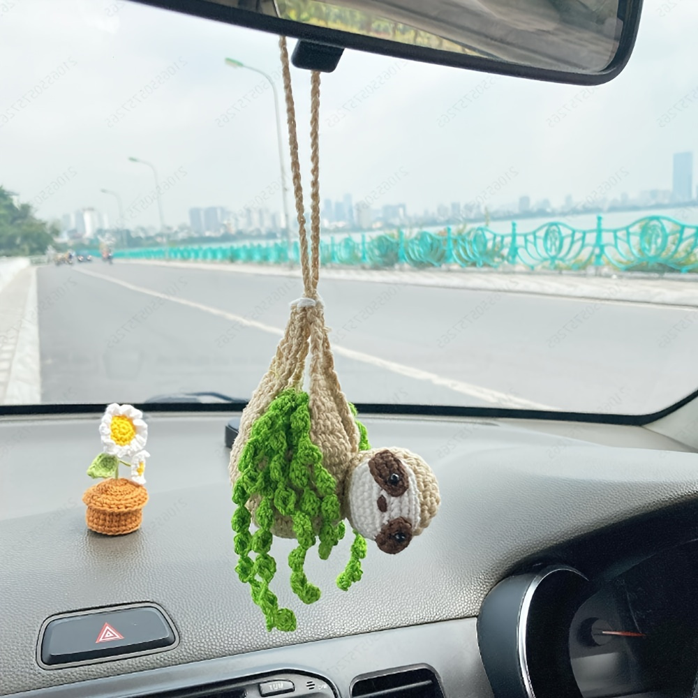Crochet Sloth Car Hanging Handmade Mini Knitting Ornament Crochet Sloth Car Hanging Handmade Mini Knitting Ornament