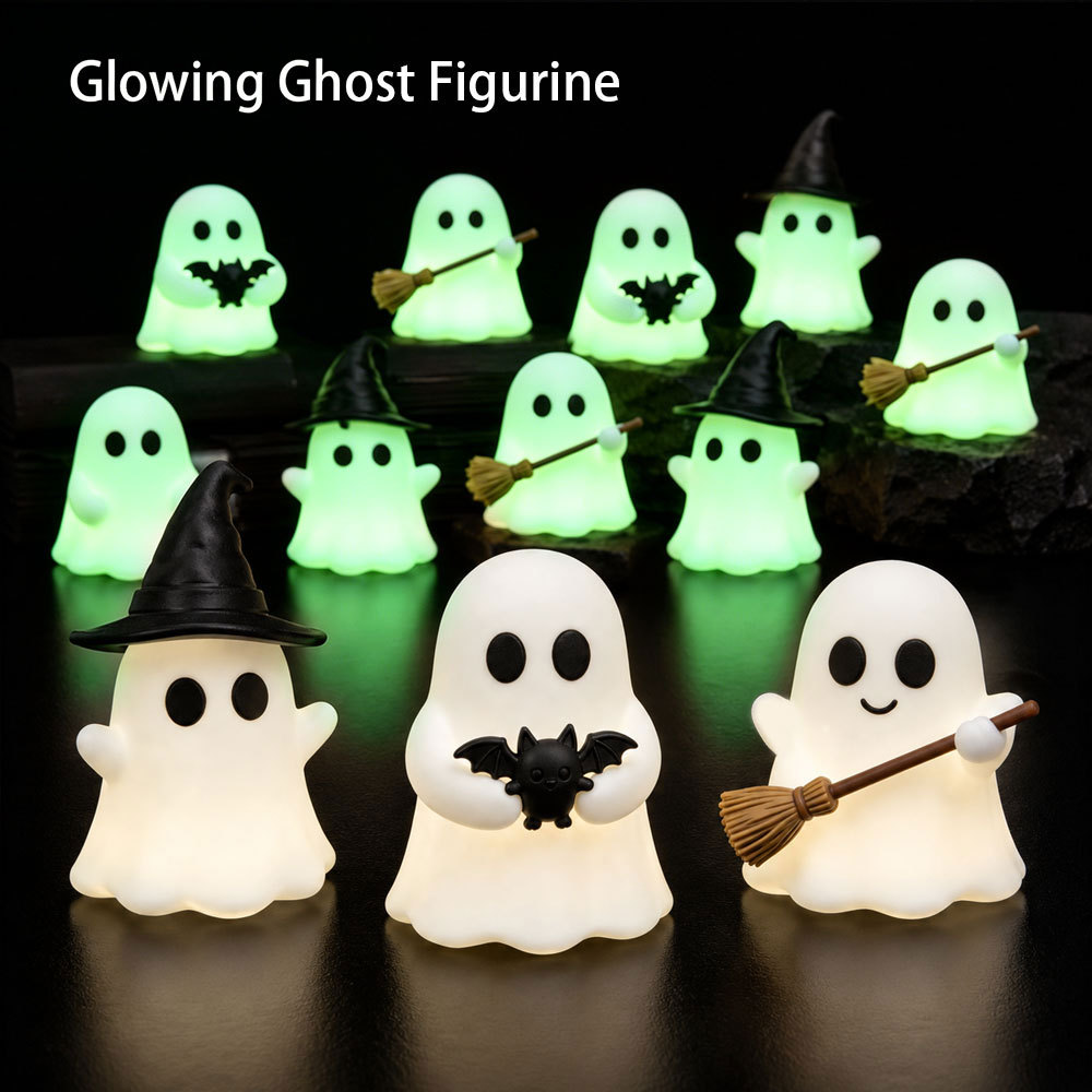 9PCS Halloween Mini Ghost Statue, Luminous Glow in the Dark Ornament, Cute Spooky Table Decor 9PCS Halloween Mini Ghost Statue, Luminous Glow in the Dark Ornament, Cute Spooky Table Decor