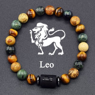 Leo Zodiac Bracelet handmade Citrine & Tiger’s Eye Natural Stone Jewelry