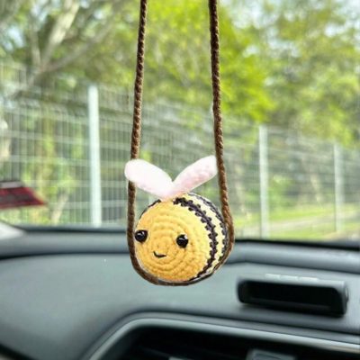 Crochet bee Car Hanging Handmade Mini Knitting Ornament