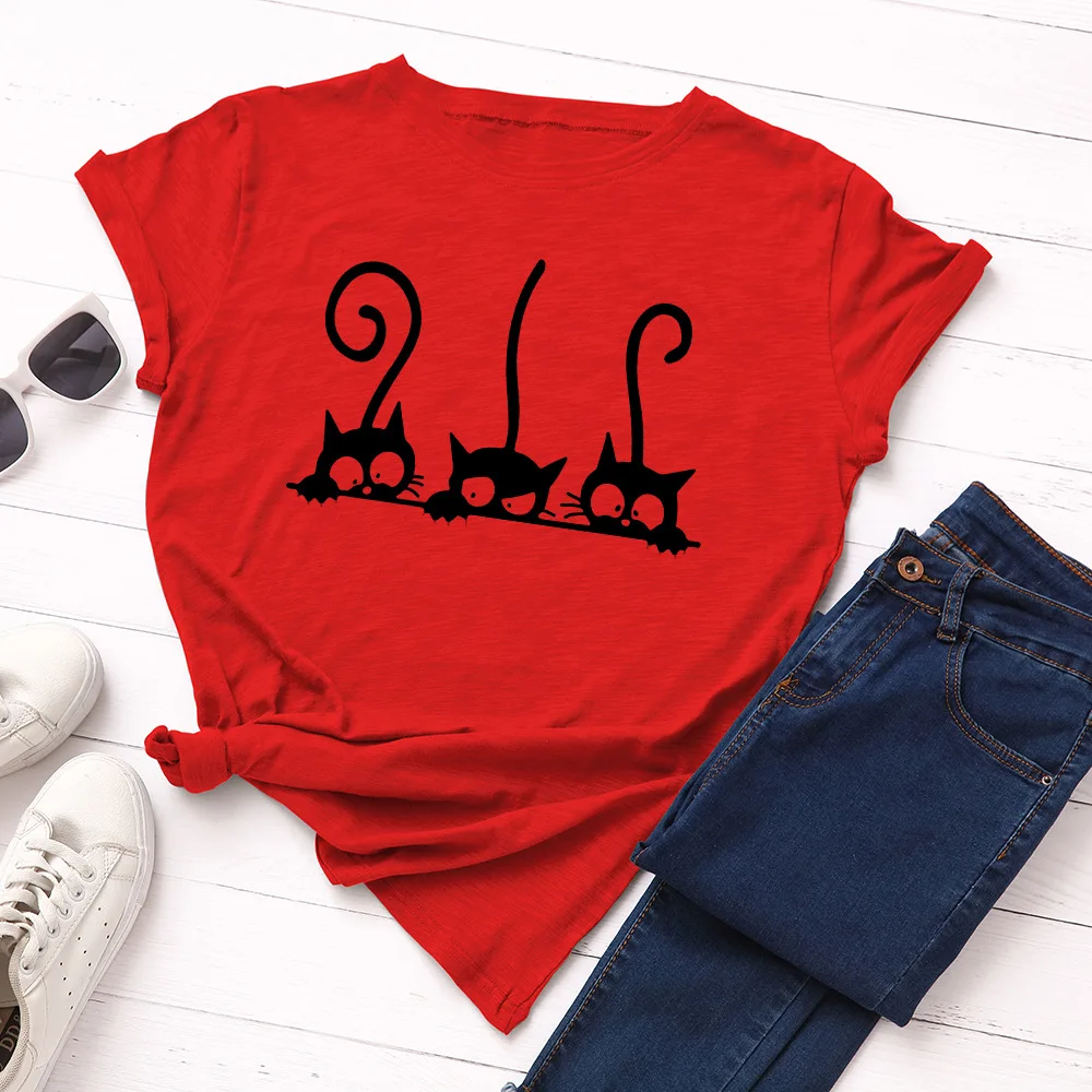 Balck Cat graphic T-Shirt For Women Balck Cat graphic T-Shirt For Women