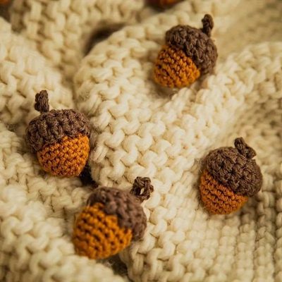 Handmade Crochet Acorn Decor, Mini Knit Acorns, Cute Christmas & Halloween Ornaments Set 5PCS