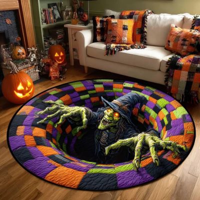 Round rug wicked witch Illusion Floor Mat for Living Room & Bedroom
