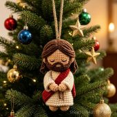 Handmade Crochet Jesus Doll – Soft Knitted Hanging Ornament & Christmas Decor