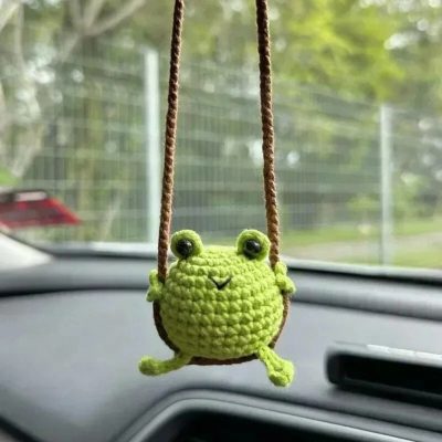 Crochet Bunny Car Hanging – Handmade Mini Knitting Ornament Gift for Halloween and Christmas