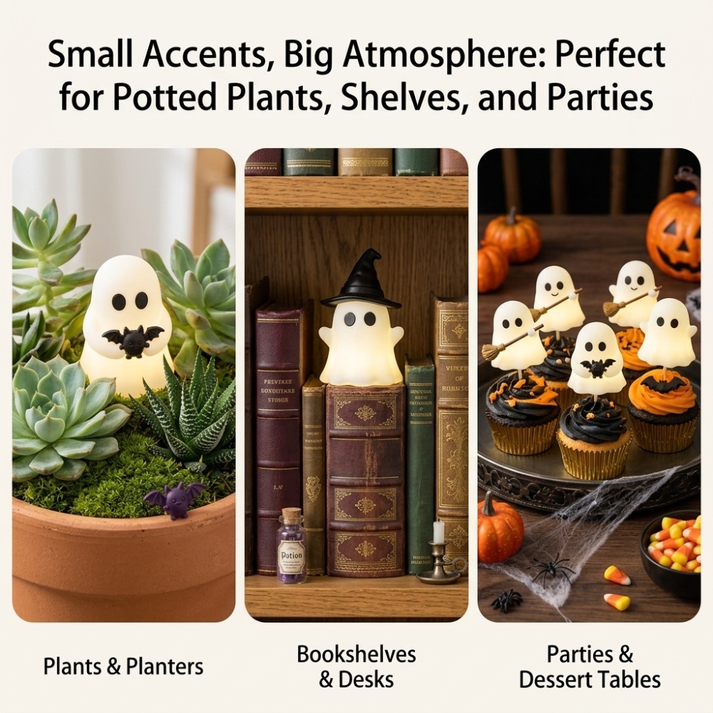 9PCS Halloween Mini Ghost Statue, Luminous Glow in the Dark Ornament, Cute Spooky Table Decor 9PCS Halloween Mini Ghost Statue, Luminous Glow in the Dark Ornament, Cute Spooky Table Decor