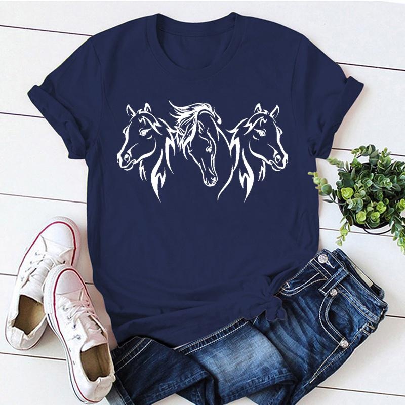 Cute Horse Head Print T-shirts For Women Cute Horse Head Print T-shirts For Women