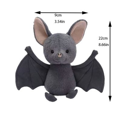 Kartoon Bat Plush Toy Soft Stuffed Cartoon Bat Plushies Grey Funny Design Bat Pig Doll Halloween Decoration