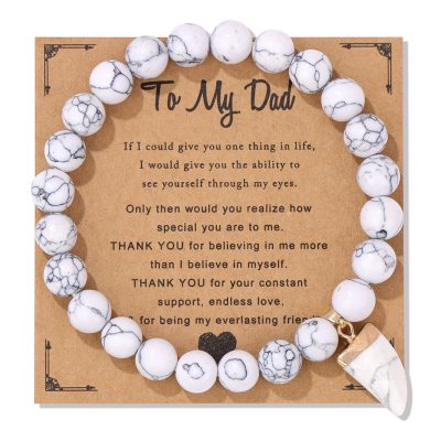 Bracelet Natural Stone handmade Tiger Eye Attract Wealth and Eliminate Negativity Gift for Dad Bracelet Natural Stone handmade Howlite Attract Wealth and Eliminate Negativity Gift for Dad