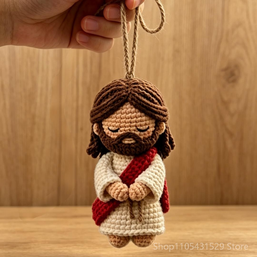 Handmade Crochet Jesus Doll – Soft Knitted Hanging Ornament & Christmas Decor Handmade Crochet Jesus Doll – Soft Knitted Hanging Ornament & Christmas Decor