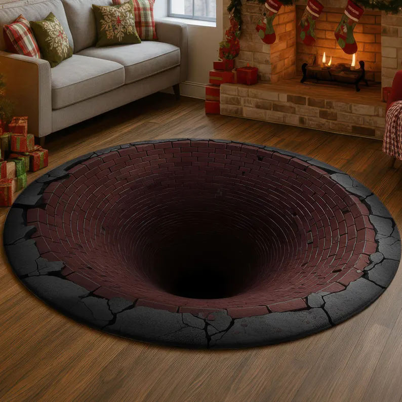 Round Rug Black Hole Illusion Floor Mat for Living Room & Bedroom Round Rug Black Hole Illusion Floor Mat for Living Room & Bedroom