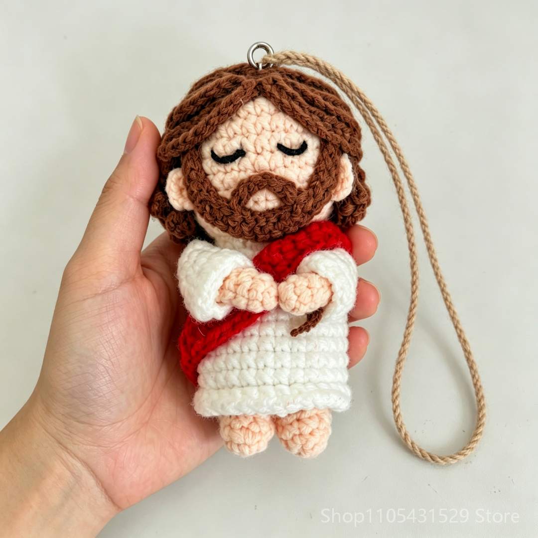 Handmade Crochet Jesus Doll – Soft Knitted Hanging Ornament & Christmas Decor Handmade Crochet Jesus Doll – Soft Knitted Hanging Ornament & Christmas Decor