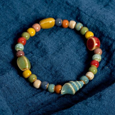 Handmade Starfish & Seashell Beaded Bracelet, Colorful Boho Beach Jewelry for Women