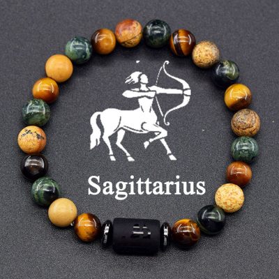 Sagittarius Zodiac Bracelet handmade Natural Turquoise & Amethyst Stone Jewelry