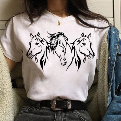 Cute Horse Head Print T-shirts For Women