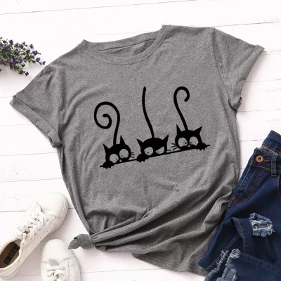 Balck Cat graphic T-Shirt For Women
