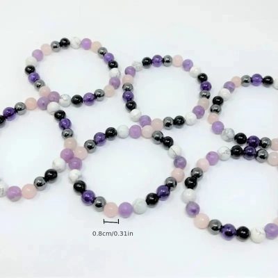 Anty Anxiety Relief Crystal Bracelet Amethyst & Black Tourmaline 8mm