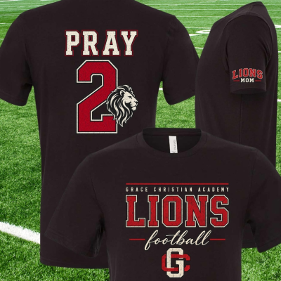 Grace Christian Academy Lions Football Shirt — Personalized Team Spirit Tee