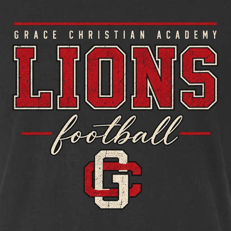 Grace Christian Academy Lions Football Shirt — Personalized Team Spirit Tee Grace Christian Academy Lions Football Shirt — Personalized Team Spirit Tee