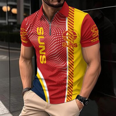 Gold Coast Suns Zipper Polo Shirt Personalized Name Number Limited Edition AFL Fan Gift