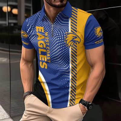 West Coast Eagles Zipper Polo Shirt Personalized Name Number Limited Edition AFL Fan Gift