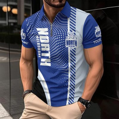 North Melbourne Kangaroos Zipper Polo Shirt Personalized Name Number Limited Edition AFL Fan Gift