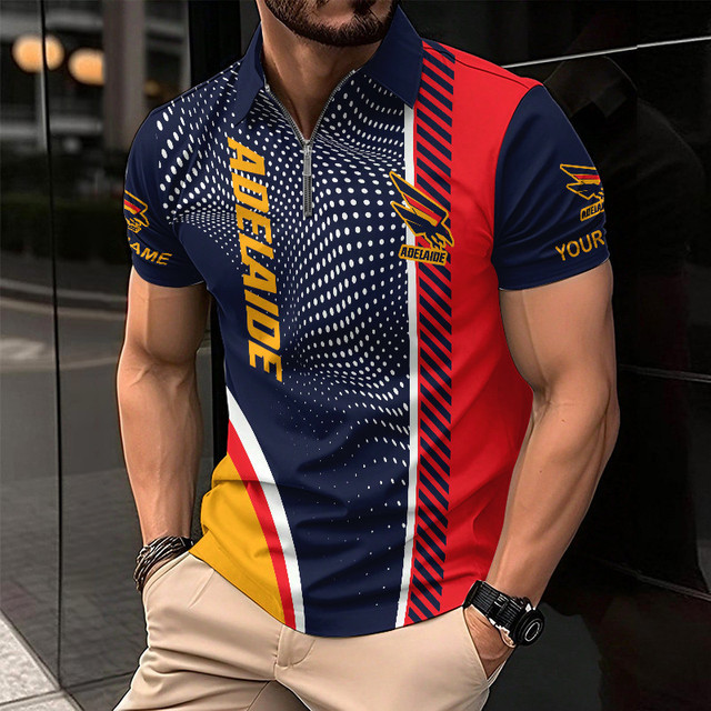 Adelaide Crows Zipper Polo Shirt Personalized Name Number Limited Edition AFL Fan Gift Adelaide Crows Zipper Polo Shirt Personalized Name Number Limited Edition AFL Fan Gift