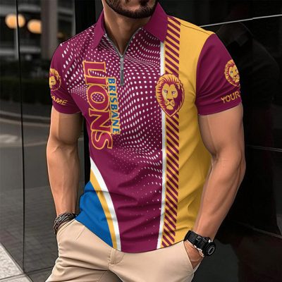 Brisbane Lions Zipper Polo Shirt Personalized Name Number Limited Edition AFL Fan Gift