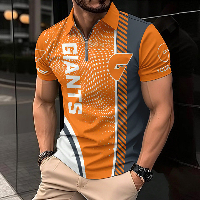 GWS Giants Zipper Polo Shirt Personalized Name Number Limited Edition AFL Fan Gift GWS Giants Zipper Polo Shirt Personalized Name Number Limited Edition AFL Fan Gift