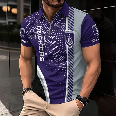 Fremantle Dockers Zipper Polo Shirt Personalized Name Number Limited Edition AFL Fan Gift