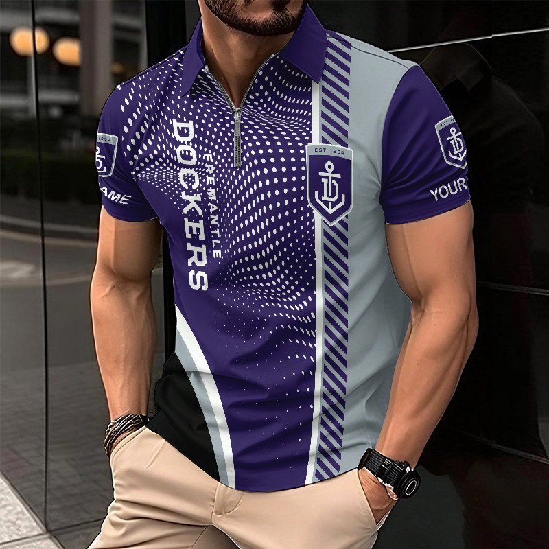 Fremantle Dockers Zipper Polo Shirt Personalized Name Number Limited Edition AFL Fan Gift Fremantle Dockers Zipper Polo Shirt Personalized Name Number Limited Edition AFL Fan Gift