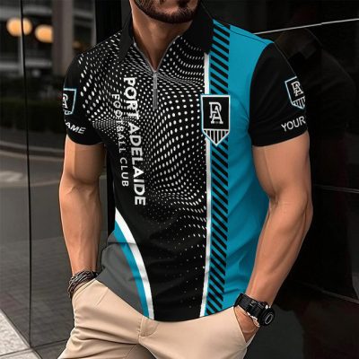 Port Adelaide Power Zipper Polo Shirt Personalized Name Number Limited Edition AFL Fan Gift