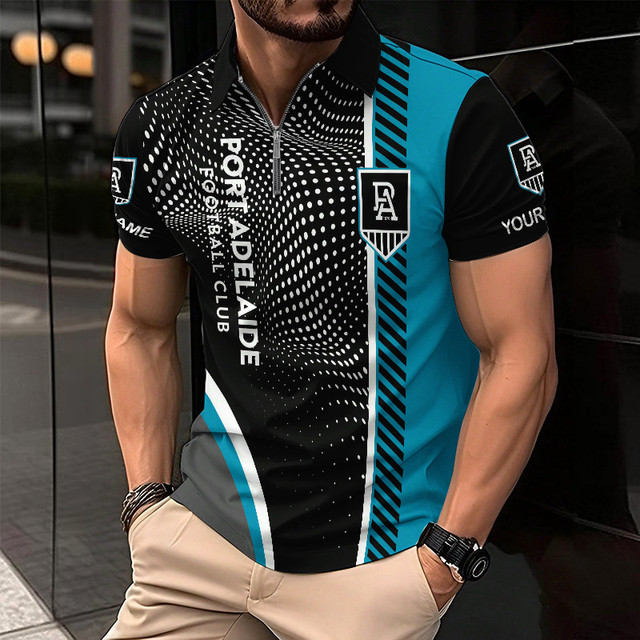 Port Adelaide Power Zipper Polo Shirt Personalized Name Number Limited Edition AFL Fan Gift Port Adelaide Power Zipper Polo Shirt Personalized Name Number Limited Edition AFL Fan Gift