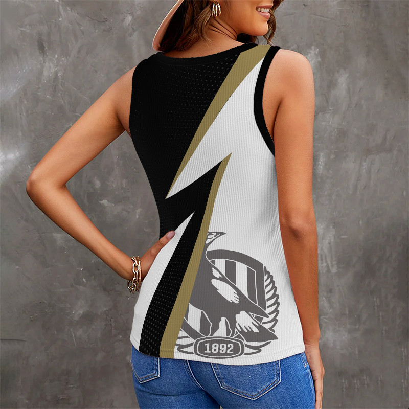 Collingwood Magpies Ribbed Tanktop Personalized Limited Edition AFL Fan Gift Collingwood Magpies Ribbed Tanktop Personalized Limited Edition AFL Fan Gift