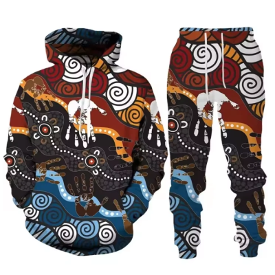 Women’s 3D Print Ethnic Tracksuit – Hoodie Sweatshirt & Jogging Pants Set