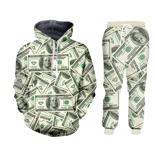 Women’s Tracksuit Set – One hundred dollars 3D Sweatshirt & Jogger Pants Women’s Tracksuit Set – One hundred dollars 3D Sweatshirt & Jogger Pants